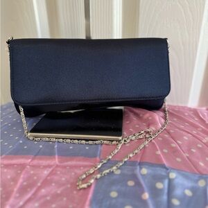 NWOT Navy Satin Menbur Clutch